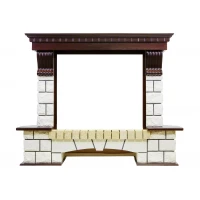 Портал Royal Flame Pierre Luxe угловой - Темный дуб / Белый (Высота 1045мм)