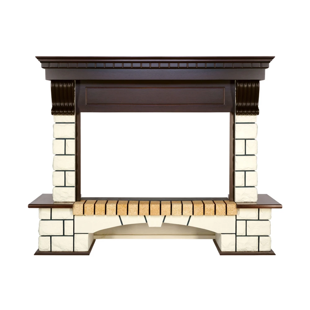 Портал Royal Flame Pierre Luxe - Темный дуб / Белый (Ширина 1380мм)