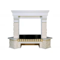 Портал Royal Flame Pierre Luxe угловой - Белый / Сланец белый