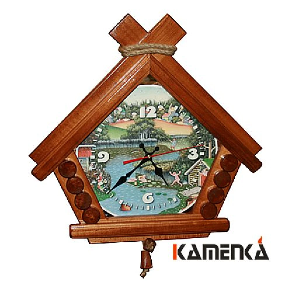 Часы Домик В баньке липа мореная