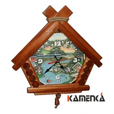 Часы Домик В баньке липа мореная